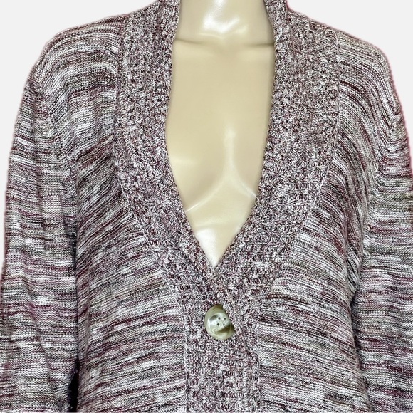 Marled V-Neck Large Button Collared Cardigan Size XL - Picture 2 of 5